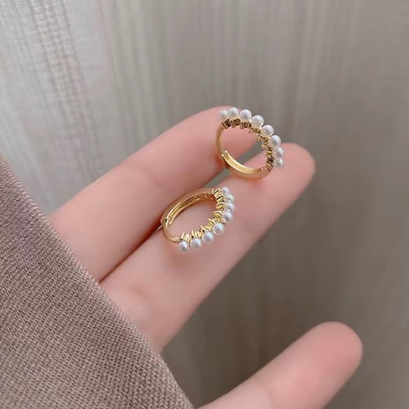 Gold Freshwater Pearl Hoop Earrings | 925 Sterling Silver - Picture 6 of 6